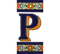 Letras y números con todo el abecedario, forma tus letreros en azulejo de cerámica policromada, pintados a mano en técnica cuerda seca. (Letra “P”)