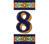 Letras y números con todo el abecedario, forma tus letreros en azulejo de cerámica policromada, pintados a mano en técnica cuerda seca. (Número ocho “8”)