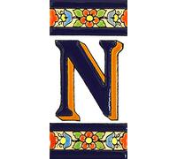 Letras y números con todo el abecedario, forma tus letreros en azulejo de cerámica policromada, pintados a mano en técnica cuerda seca. (Letra “N”)