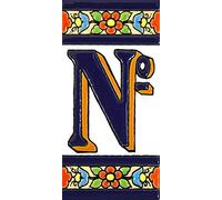 Letras y números con todo el abecedario, forma tus letreros en azulejo de cerámica policromada, pintados a mano en técnica cuerda seca. (Símbolo "Número Nº")