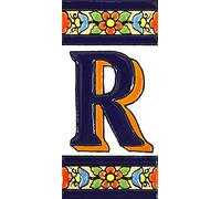 Letras y números con todo el abecedario, forma tus letreros en azulejo de cerámica policromada, pintados a mano en técnica cuerda seca. (Letra “R”)