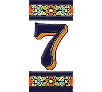 Letras y números con todo el abecedario, forma tus letreros en azulejo de cerámica policromada, pintados a mano en técnica cuerda seca. (Número siete “7”)