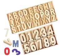 Letras y Números en Madera, 130 Pcs Alfabeto A-Z, 50 Pcs Figuras 0-9, Natural para Manualidades DIY, Decoración del Hogar y Enseñanza Infantil