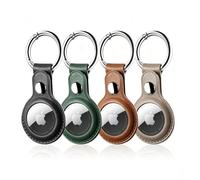 LETREEN Llavero AirTag, Funda para Apple AirTag 1ª y 2ª Gen, Pack de 4 | Cuero PU, No bloquea señal ni sonido, Llaves, bolsos, maletas, Anti-Perdida Anti-Rasguños, AirTag no incluido