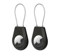LETREEN Paquete de 2 Llavero Airtag, Funda Llavero Airtag con Cable Fino metálico, Localizador Protección Portátil Antipérdida para Tus AirTags Apple 2021
