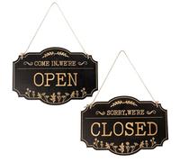Letrero Abierto Cerrado, 30x20cm Letreros Abiertos y Cerrados Negocios Doble Cara Come in We’re Open Sorry We’re Closed Letreros para Negocios Letrero de Madera Abierto y Cerrado con Cuerda