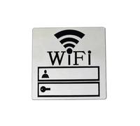 Letrero acrílico 3D, Adhesivo de pared con logotipo espejo acrílico WiFi 3D 10 cm x, ideal for espacios públicos, hoteles, contraseña cuenta escrita a mano(Silver)
