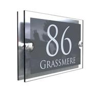 Letrero acrílico 3D moderno con números de casa para exteriores, letreros de calle personalizados, letrero acrílico personalizado, placas de números de puerta para pared, placas de números de casa (21