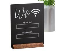 Letrero acrílico con contraseña WiFi - Pantalla acrílica transparente con base de madera, tarjeta de red de invitados, decoración de mesa para vestíbulo de salón de negocios en el hogar, 19 x 16 cm