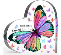 Letrero acrílico de 17 años, regalo de cumpleaños para hijas y niñas, letrero acrílico de 17 cumpleaños, letrero inspirador de recuerdo de mariposa para niñas y niños, placa acrílica para escritorio