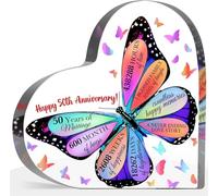 Letrero acrílico de mariposa de 50 aniversario, 5.9 x 5.9 pulgadas, letrero decorativo en forma de corazón para él, sus parejas, regalo, ocasiones especiales