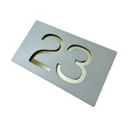 Letrero Acrílico Moderno for Números De Casa, Dirección Puerta, Calle, Letras 3D, Placas, Nombre Al Aire Libre, Placa Decorativa for El Hogar, 1 Uds(Gray and gold,14x20cm)