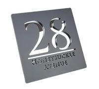 Letrero Acrílico Moderno for Números De Casa, Dirección Puerta, Calle, Letras 3D, Placas, Nombre Al Aire Libre, Placa Decorativa for El Hogar, 1 Ud(Grey Silver,18X18CM)