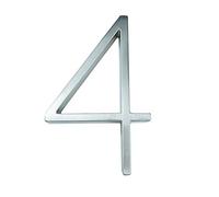 Letrero acrílico, Número de casa flotante de 125 mm for exteriores, de aleación de zinc plateado de 5 pulgadas, for puerta de apartamento, número del 0 al 9(4)