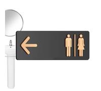 Letrero acrílico para baño, placa direccional unisex para baño, señalización adhesiva para inodoro, para negocios, hogar, restaurante, hotel, centro comercial, lavandería, espacio público, pared