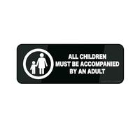 Letrero acrílico para pared que los niños deben estar acompañados por un adulto para decoración de habitación de negocios, letreros interiores y exteriores para el hogar, oficina, trabajo, 9 x 3