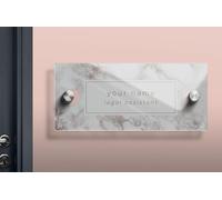 Letrero acrílico personalizable para puerta con mármol de Carrara y diseño de oro rosa sintético, perfecto para asistentes legales, oficinas y espacios profesionales (multicolor 6)