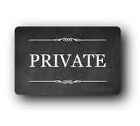 Letrero autoadhesivo negro con texto en inglés "PRIVATE" para uso en interiores y exteriores, respaldo de alta resistencia, fácil instalación, 140 mm x 90 mm, ideal para puertas, puertas, vallas