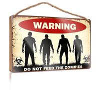 Letrero colgante de madera para el baño con texto en inglés "Do Not Feed The Zombies", regalos para marido, regalos para jefe y hombre (20 x 30 cm)