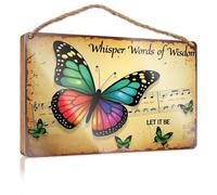 Letrero colgante de madera para pared con texto en inglés "Whisper Words of Wisdom, Let It Be Wooded", divertido letrero de madera para colgar en la puerta (15 x 28 cm)