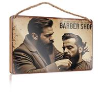 Letrero colgante de madera para pared para el hogar, barbería: aseo más allá de cortes de pelo, letrero de madera divertido para colgar en la puerta (23 x 35 cm)