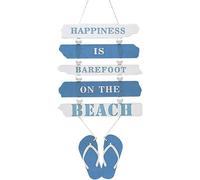 Letrero colgante de pared de madera con diseño playero, chanclas de playa