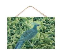 Letrero colgante de tablón de madera de granja aguamarina y verde chinoiserie pavo real floral decoración de habitación para mantel animal acento asiático letreros de madera para colgar en la pared