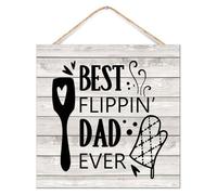 Letrero colgante de tablón de madera de granja Best Flippin' Dad Ever; decoración de pared para exteriores, feliz día del padre, regalos de abuelo, letreros de madera antiguos para cocina, 12 x 12