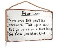 Letrero colgante decorativo con texto en inglés "Dear Lord, Give Me Strength" (20 x 30 cm)
