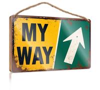 Letrero colgante decorativo My Way con una flecha apuntando a la derecha, letrero de madera de verano para colgar accesorios de habitación para hombres (15 x 28 cm)