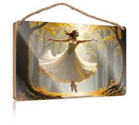 Letrero colgante para puerta con diseño de granja con texto en inglés «Enchanted Forest Dance: A Whimsical Ballet Scene In Autumn Splend», letrero de bienvenida para decoración del hogar, tienda y