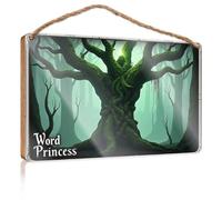 Letrero colgante para puerta de granja, bosque encantado: el cuento de palabra, letrero de bienvenida para decoración del hogar, tienda (23 x 35 cm)