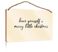 Letrero colgante pequeño con texto en inglés «Have Yourself A Merry Little Christmas» para decoración de porche al aire libre, regalos de verano