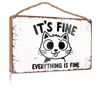 Letrero colgante pequeño con texto en inglés "It's Fine Everything Is Fine", decoración de porche al aire libre, regalos de verano