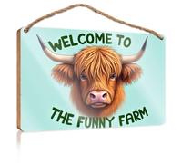 Letrero colgante pequeño con texto en inglés "Welcome To The Funny Farm", decoración de porche al aire libre, regalos de verano