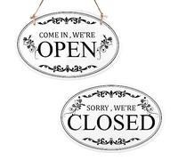 Letrero Comercial Abierto y Cerrado, 30x20cm Doble Cara Reversible Entra Estamos Abiertos y lo Sentimos Estamos Cerrados Letrero Colgante de Tienda para Cafetería Hotel Restaurante