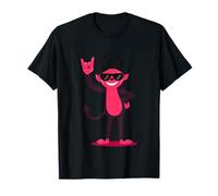 Letrero cómico Punk con Forma de Mano con la Mascota de Pink Devil Demon Rock Camiseta