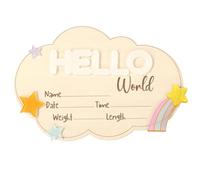 Letrero con Anuncio de Bebé, 16,5cm Madera Letrero Anuncio Recien Nacido Hello World Niño o Niña Baby Shower Nacimiento Decoración para Habitación Infantil (Estilo 5)