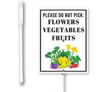 Letrero con estacas, con texto en inglés "Please Do Not Pick Flowers, Vegetables" y frutas, 20,3 x 30,5 cm