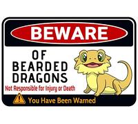 Letrero con texto en inglés "Beware of Bearded Dragons para decoración de jaula de tanque de dragón barbudo", regalo para los amantes de los dragones, 12 x 8 pulgadas (036)