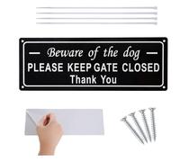 Letrero con texto en inglés "Beware of the Dog" con texto en inglés "Please Keep Gate Closed", de aluminio, impermeable, con texto en inglés "Beware of the Dog", para puertas al aire libre, valla de