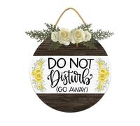 Letrero con texto en inglés "Do Not Disturb Go Away" para puerta delantera, decoración de puerta de 11 pulgadas para decoración de porche de granja, letrero rústico con vegetación, letreros colgantes