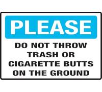 Letrero con texto en inglés «Do Not Throw Trash Or Cigarette Butts On The Ground (15,2 x 20,3 cm), diseño elegante y destacado, perfecto para puertas delanteras, paredes, ventanas y oficinas en casa