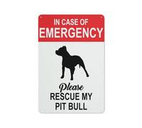 Letrero con texto en inglés "In Case Of Emergency Please Rescue My Pit Bull", lámina reflectante de grado 8 x 12, aluminio libre de óxido, resistente a la intemperie, impermeable, fácil de montar