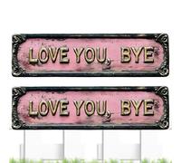 Letrero con texto en inglés «Love You Bye», color rosa, a prueba de óxido, grande, estético, decoración del hogar, para sala de estar, dormitorio, puerta delantera, apartamento, interior, exterior