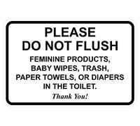 Letrero con texto en inglés"Please Do Not Flush Bathroom Etiquette"