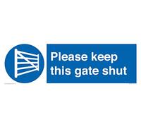 Letrero con texto en inglés "Please keep this gate clos", 450 x 150 mm, L41