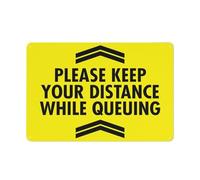 Letrero con texto en inglés "Please Keep Your Distance While Queuing", lámina reflectante de grado 8 x 12, aluminio libre de óxido, resistente a la intemperie, impermeable, fácil de montar