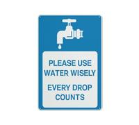 Letrero con texto en inglés "Please Use Water Wisely Every Drop Counts", lámina reflectante de grado 8 x 12, aluminio libre de óxido, resistente a la intemperie, impermeable, fácil de montar