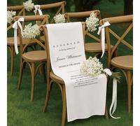 Letrero conmemorativo personalizado para silla de boda reservada, pancarta reservada para seres queridos, tela de seda personalizada en amorosa memoria, letrero de boda, decoración de acento rústico